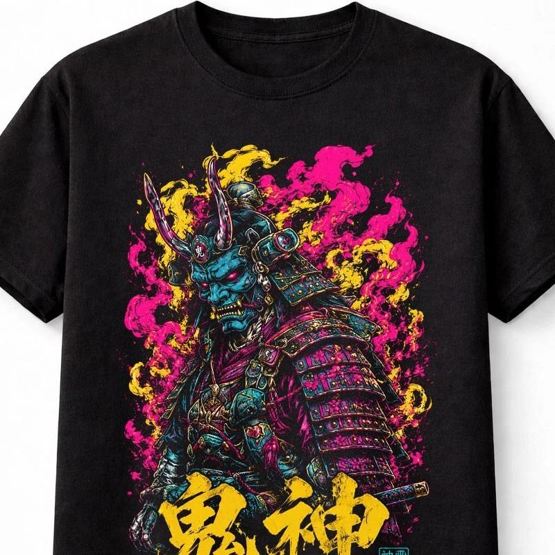 Demon Samurai Oni Mask Japanese Warrior Graphic Unisex TShirt S