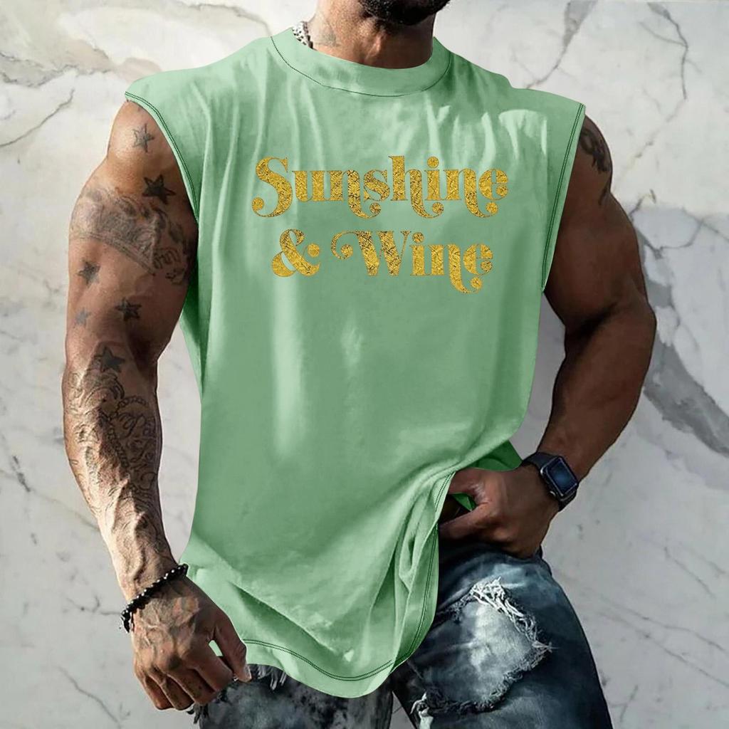 Top fără mâneci pentru bărbați Textură vintage Croială largă Respirabil Vară Sport Stradă Casual Uzură zilnică Tricou pentru mușchi