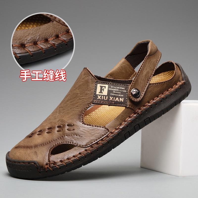 Popular Bag Head Sandals Men's Non-slip Handmade Soft-soled Shoes Dual-purpose Outer Wear Trendy Casual Beach Shoes