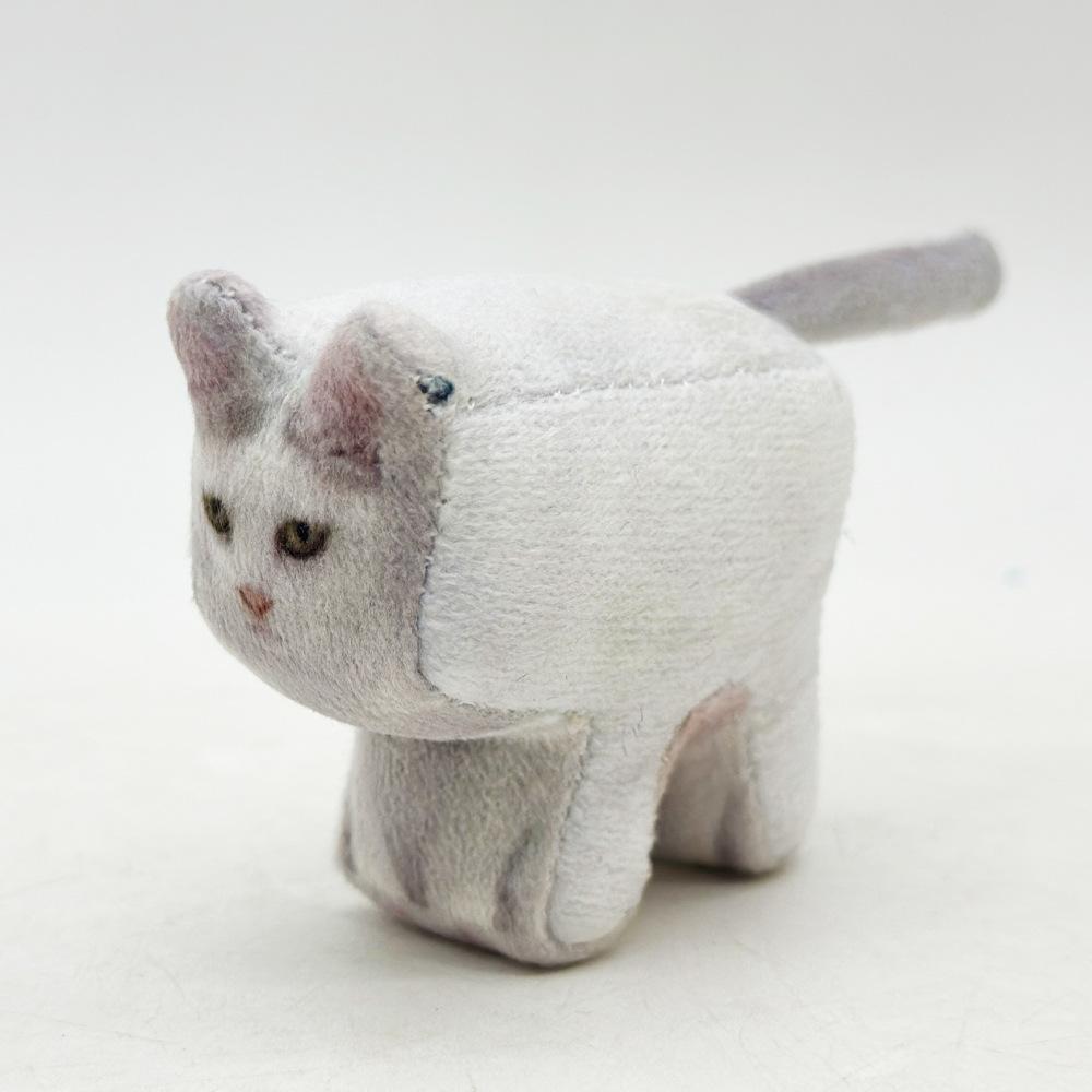 New Square Print Cat Simulation Cat Cute Small Ornaments Plush Doll