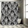 Black White Damask Shower Curtain Luxury Bathroom Decor