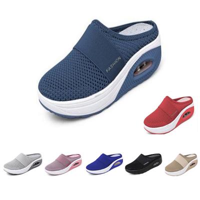 2023 sommer frauen Nicht-rutsch Bequeme Schock Absorbieren Luft Kissen Casual Schuhe Licht Atmungsaktive Mesh Hausschuhe