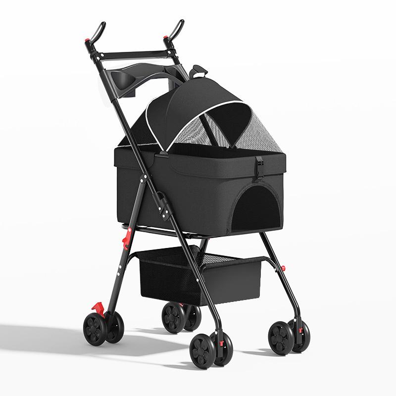 GVBB Compact Foldable Pet Stroller for Cats and Dogs - Lightweight, Detachable Design for Easy Travel.