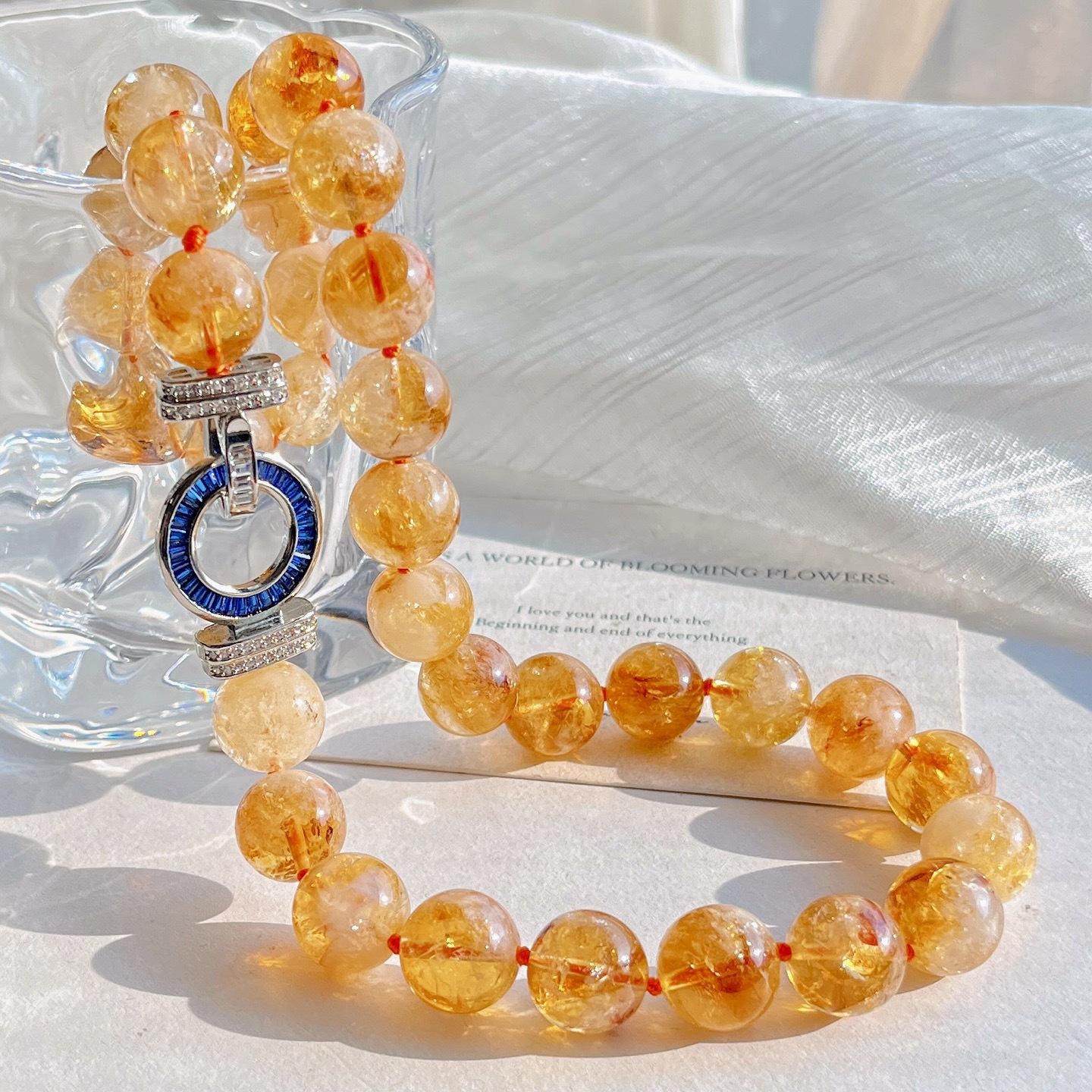 

12Mm Natural Citrine Citrine Design Necklace Clavicle Chain Sweater Chain