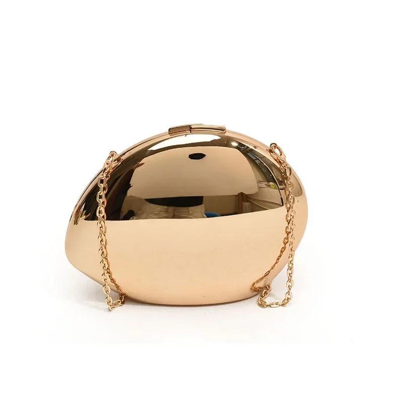 

Designer Acrylic Shell Shape Clutch Bag Gold Silver Women Evening Party Bag Cute Shiny Metal Shoulder Crossbody Bags Small Purse золотий