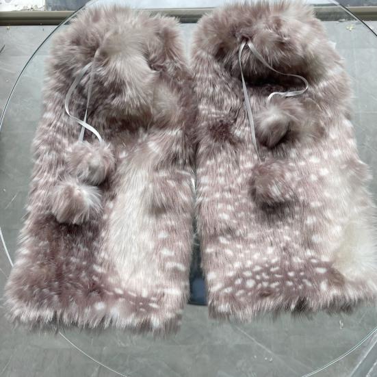Spotted Fuzzy Leg Warmers Cute Deer Hood with Lace Women Fluffy Boot