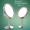 High-Definition Double-Sided Metal Desktop Makeup Mirror with Magnification and Rotating Feature