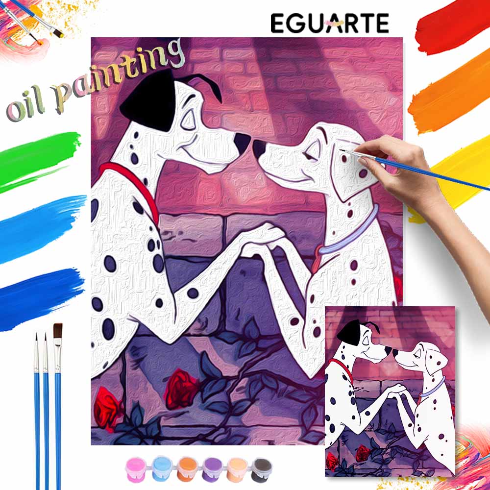 Disney 101 Dalmatians oil painting kit digital painting art romantic dogs handmade diy home room decorations