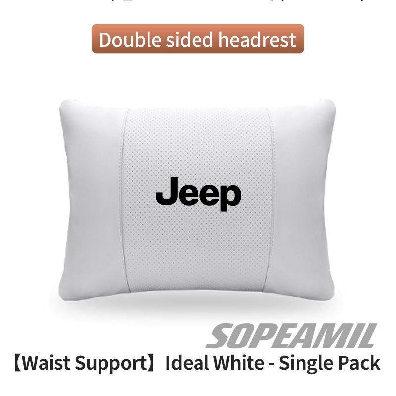 Car Suede Leather Headrest Seat Waist Cushion Pillow Jeep Patriot Commander Renegade Compass Grand Cherokee Wrangler Gladiator QW1