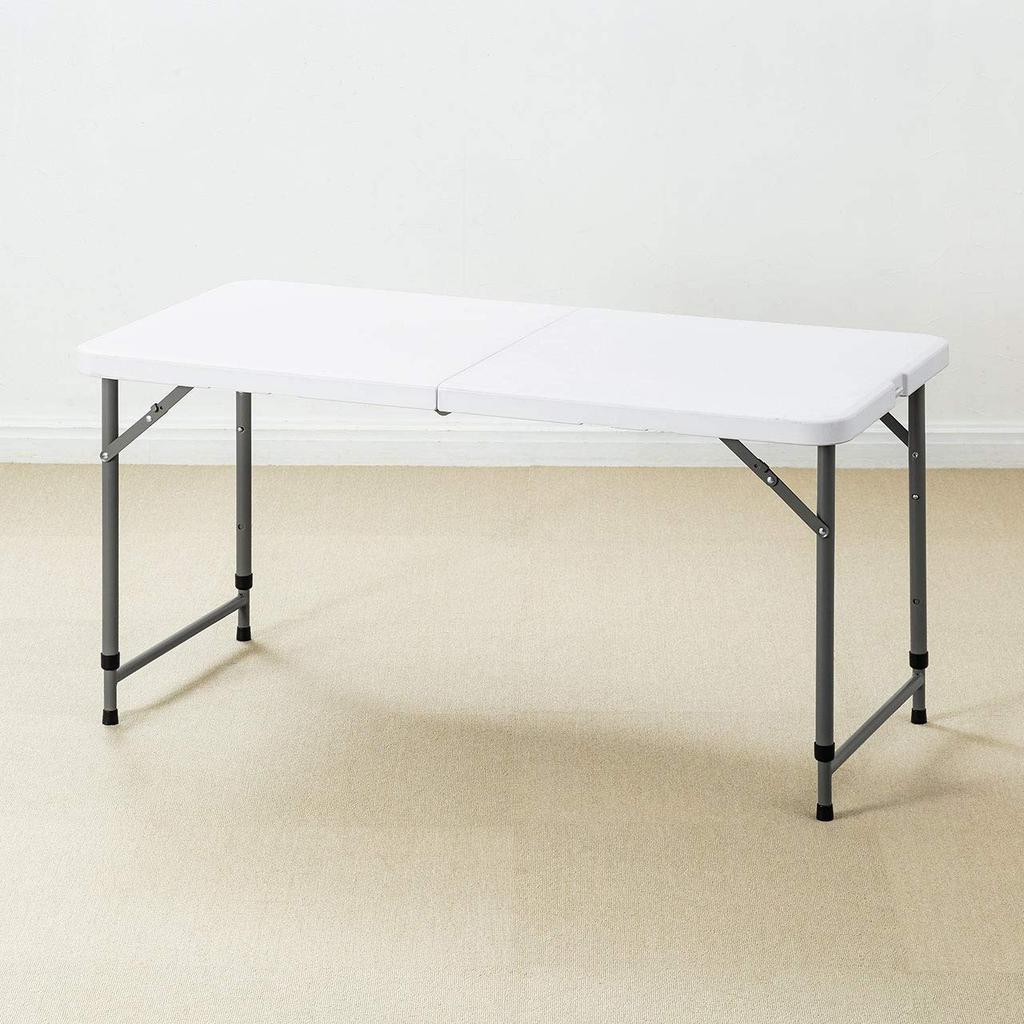 SANWA DIRECT Folding 122cm X 61cm X 30kg Load Outdoor Table, (W) (D) 58cm/74cm (H), Capacity, Use, White, 100-FD015W