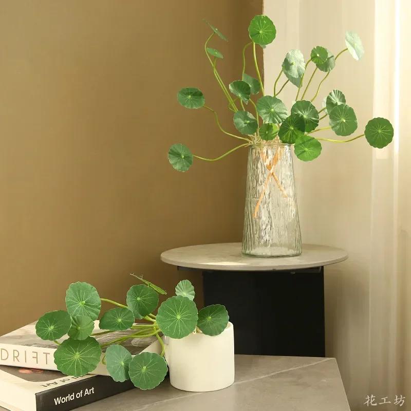 Artificial Flowers Silk Small Lotus Leaves Green Plants Garden Decor Simulation Money Leaf Plant Floral Auditorium Decoration