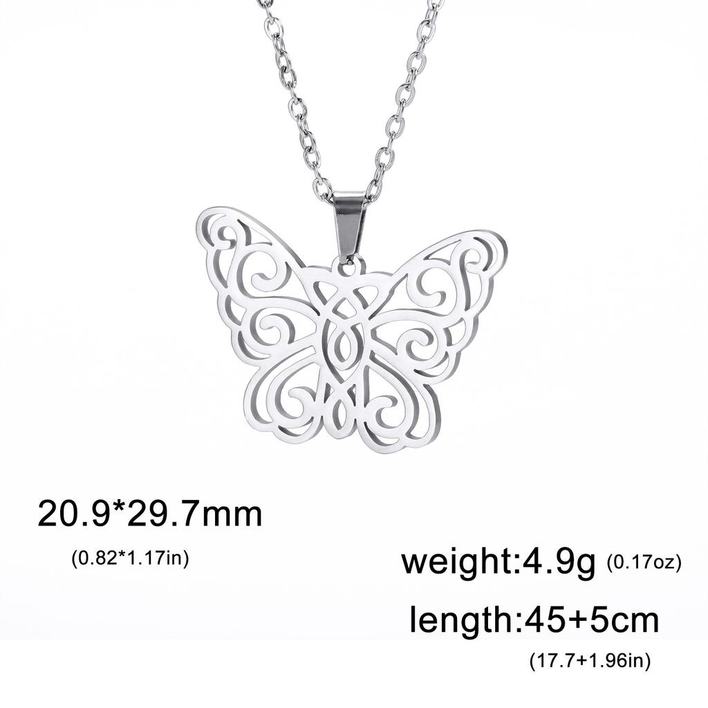 Elegant Filigree Butterfly Pendant Necklace for Women Choker Stainless Steel Animal Jewelry Mother's Day Gifts