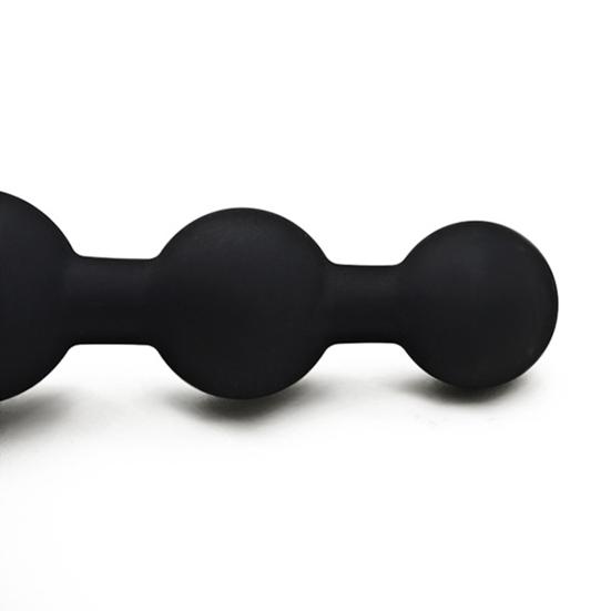 Silicone Anal Beads Butt Stopper 4.2 Inch Three Ball Anal Chain Training Toy with Purple Rhinestone Adult Sex Toy for Male Female Couple Play