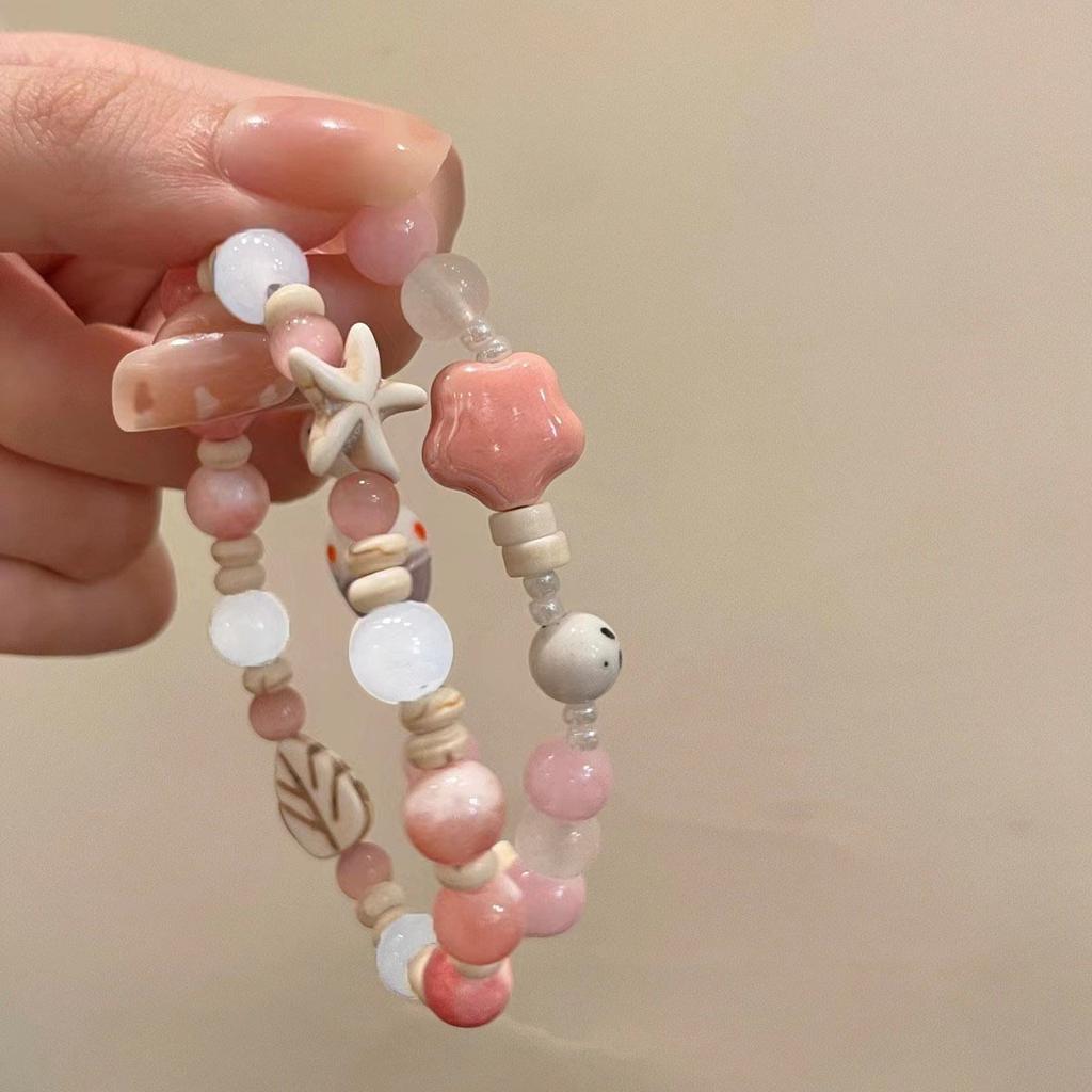 New Chinese Ceramic Beaded Bracelet Femininity Sweet And Cute Girl Bracelet Niche Versatile National Style Jewelry
