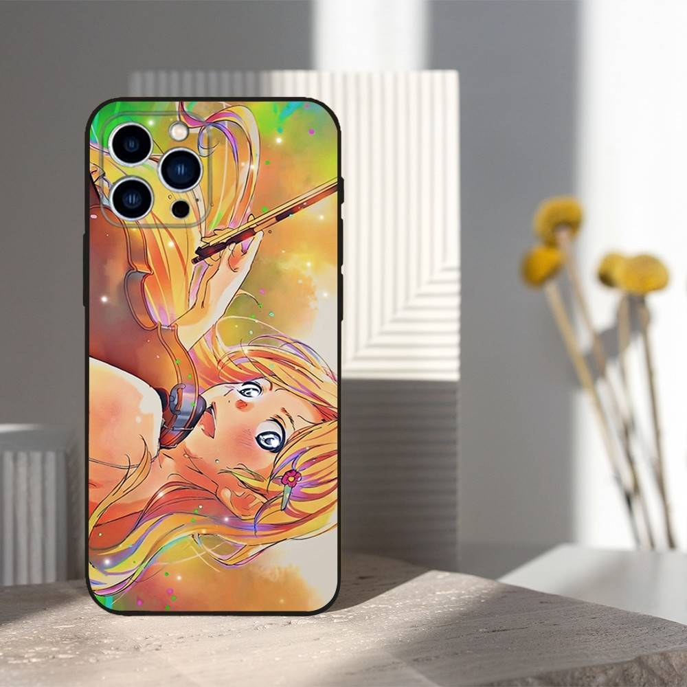 Hot YOUR LIE IN APRIL Comic Phone Case For iPhone 16,15,14,13,12,11 Plus,Pro Max,XS,X,XR,SE,Mini,8,7,Soft Silicone Black Cover