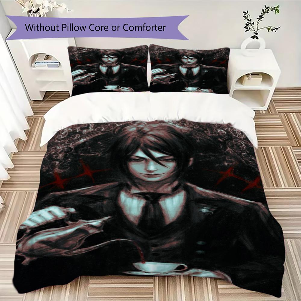 Set Copripiumino Trapuntato con Fantasia Black Butler Copripiumino Federa Decorazione per la Casa Regalo di Compleanno (1 * copripiumino + 2 * federe senza imbottitura)08