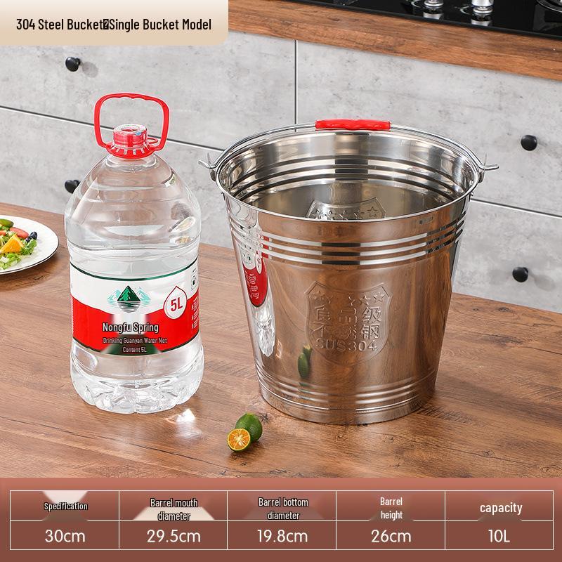 Extra Thick Stainless Steel Water Bucket with Lid for Home Storage