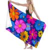 1pc Floral Beach Towel Vibrant Colorful Flower Pattern Bath Towels Soft Microfiber Fabric Unisex Oversized Towel for Swimming