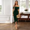 Dress Autumn and Winter Temperament Elegant One-word Shoulder Dress