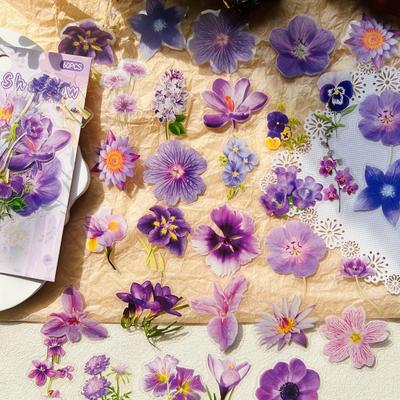 Yuran Blumensprache Aufkleber, Retro Blumenaufkleber, Handgemachte Zeltaufkleber, Frisch und Natürlich, Wasserdichtes PET-Material