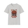 Unisex Softstyle T-Shirt Herren Damen T-Shirts Oberteil Knurrender Kürbis Herbststurm Heftiges Halloween Herbst