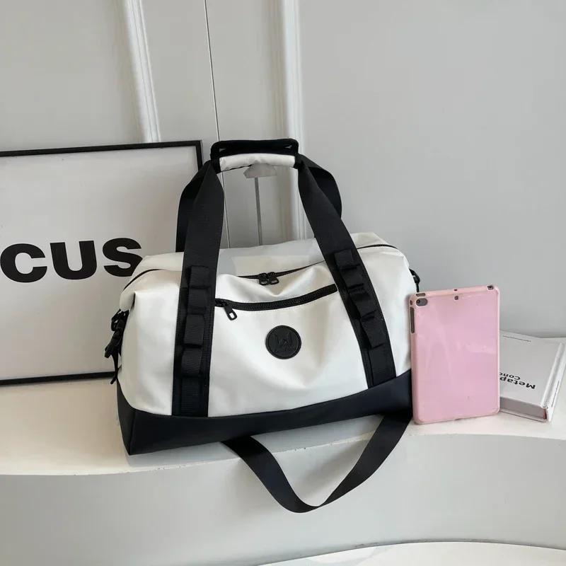 Genți de călătorie de damă de mare capacitate, linie de cusături, moale, de înaltă calitate, casual, monocromatic, cu fermoar, Oxford