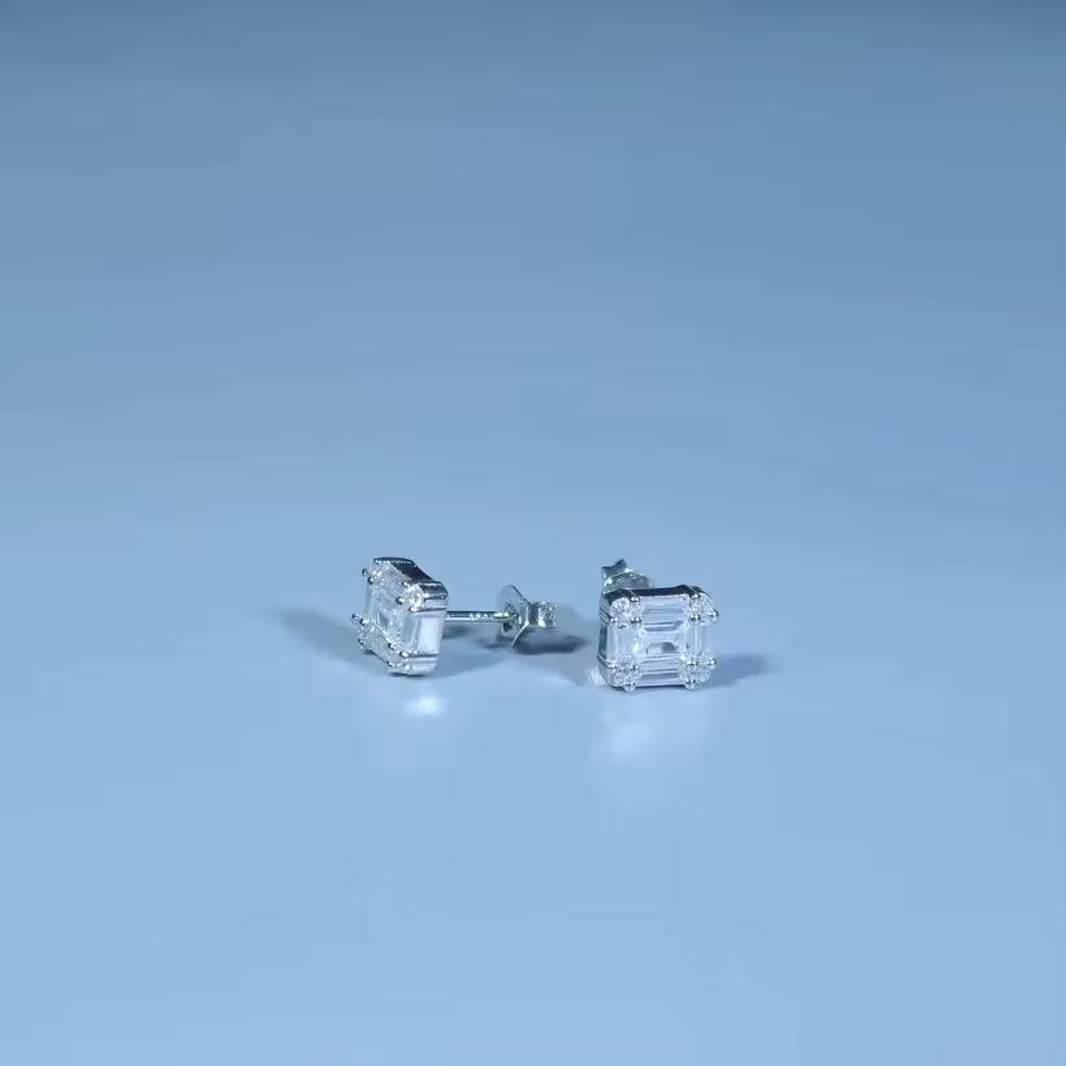 Zircon Blanc Vente en Gros Boucles d'Oreilles Puces Argent 925 Femme Occidentales
