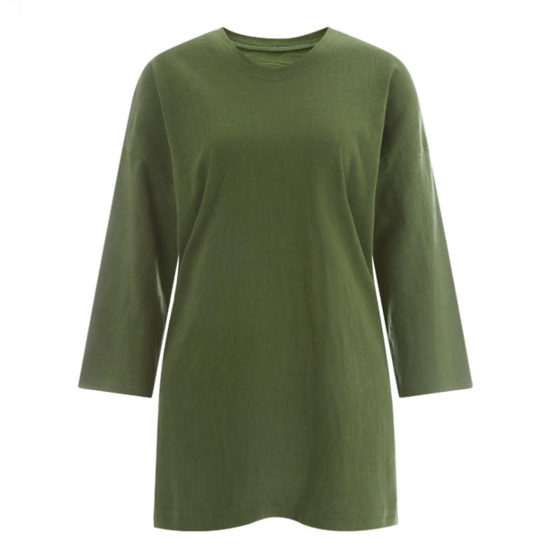 Shop   Women Loose FiT Slub CoTTon Round T shirT musTard Dai Wsh 1549