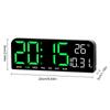 LED Digital Alarm Clock Electronic Wall Clock Large Number Display Bedside Alarm Clock Temperature/Date Display for Home Office