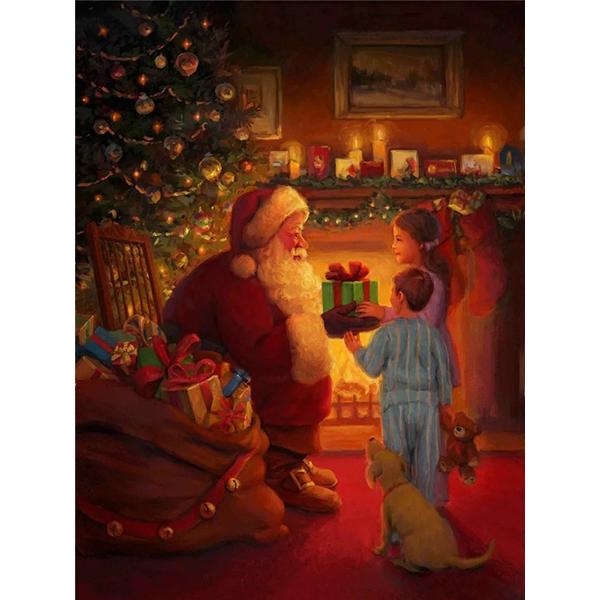 Pintura de Diamantes 5D DIY Bordado de Diamantes Imagen de Papá Noel Punto de Cruz Mosaico Pegatina de Pared Regalo Decoración del Hogar