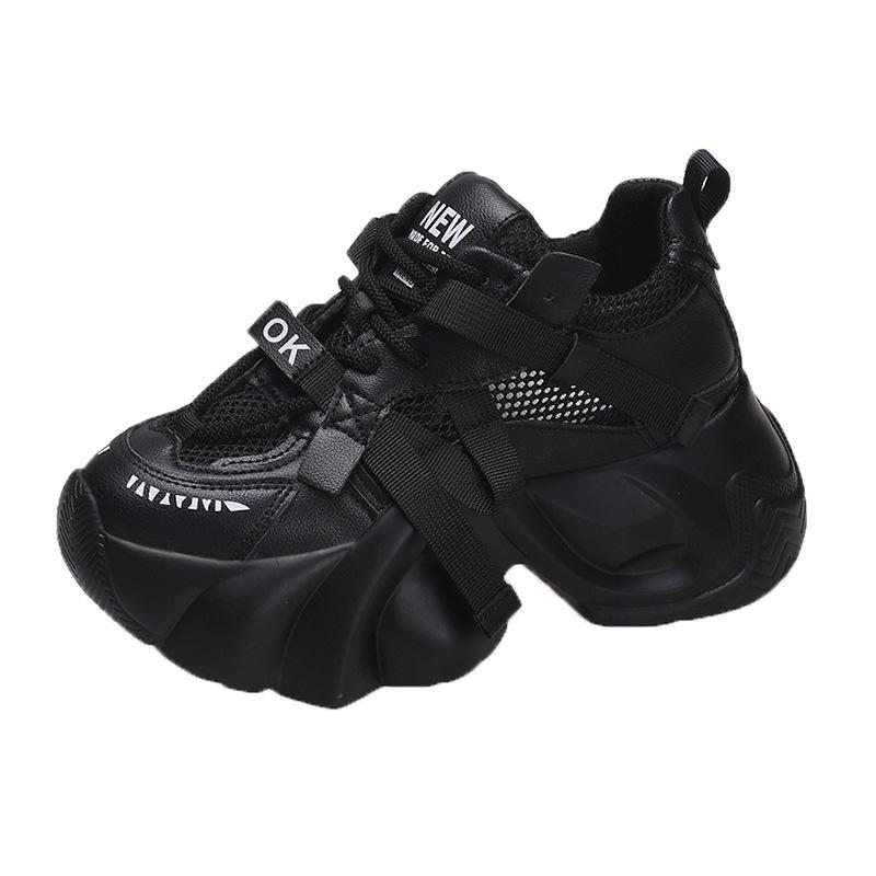 Thick-soled Lace-up Casual Sneakers for Women, Spring and Autumn Style, Fashionable and Comfortable Dad Shoes