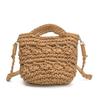 Women's Summer Knitting New Crossbody Woven Bucket Bag Niche Design Seaside Vacation Beach Bag Tide