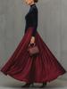2026 Spring Elegant Velvet Patchwork Dress with Flare Skirt and High Neck
