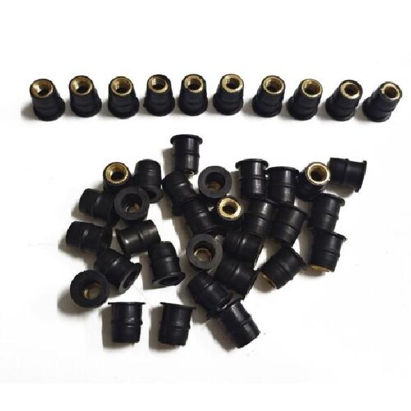 40x Spreiznieten Kit M6 Gummi 6mm Motorräder Windschutzscheibe Spreizniet Schwarz Wasserdicht