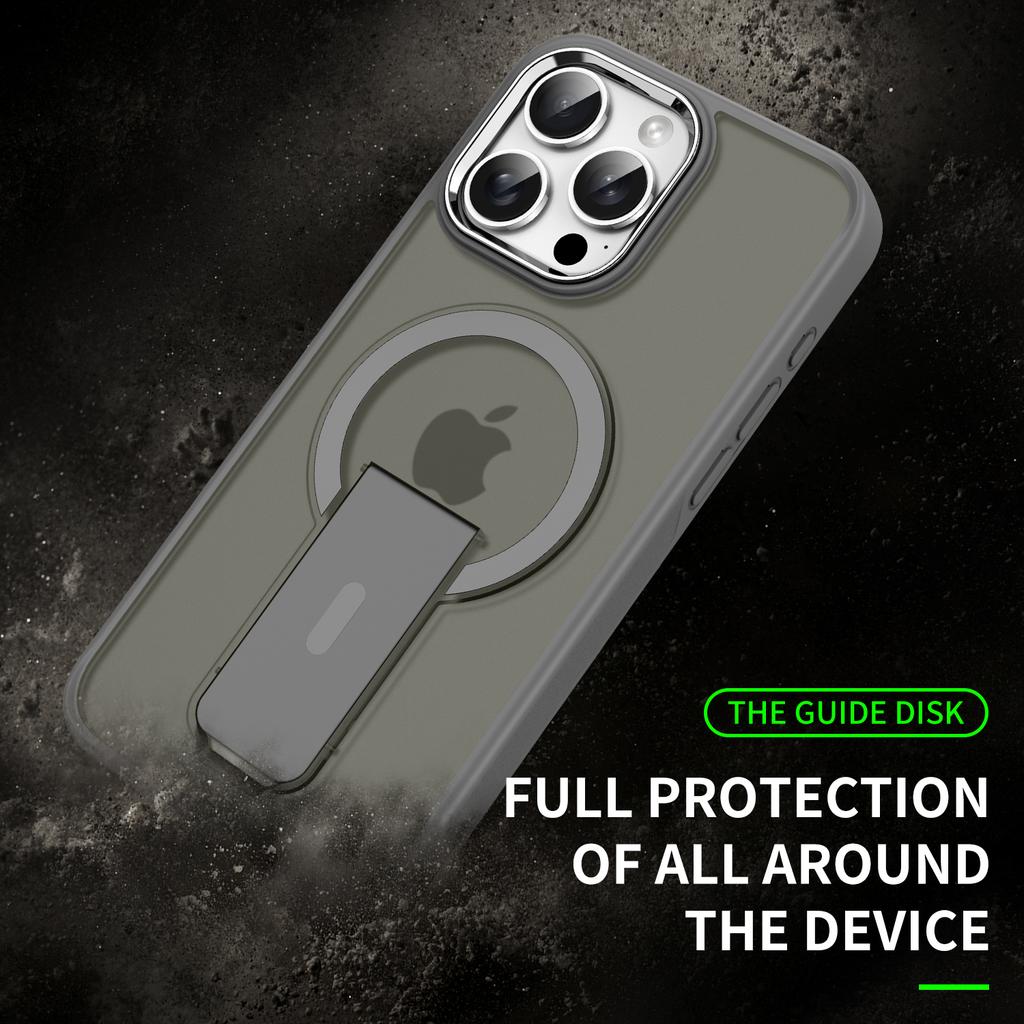 For iPhone 16 Pro Case Compatible with MagSafe PC+TPU Phone Cover with Kickstand