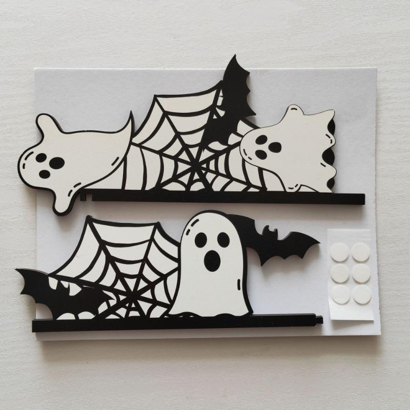 Halloween New Wooden Door Frame Decoration Door Corner Home Spider Bat Ghost Decoration Gothic Style Halloween Ornament