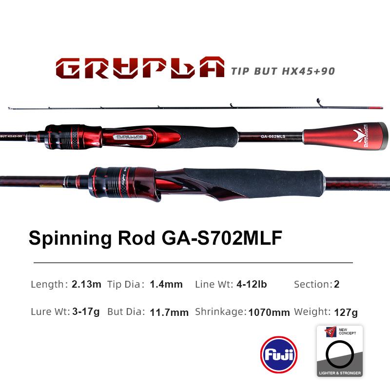 PURELURE GRUPLA Spinning Casting Rod High Carbon Universal Long Throwing Fishing Rod in FUJI Accessories Fast