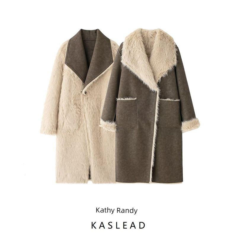 Kaslead New Arrival Women's Clothing Fashion Style Double-Sided Wear Long Overcoat Outerwear 6318262