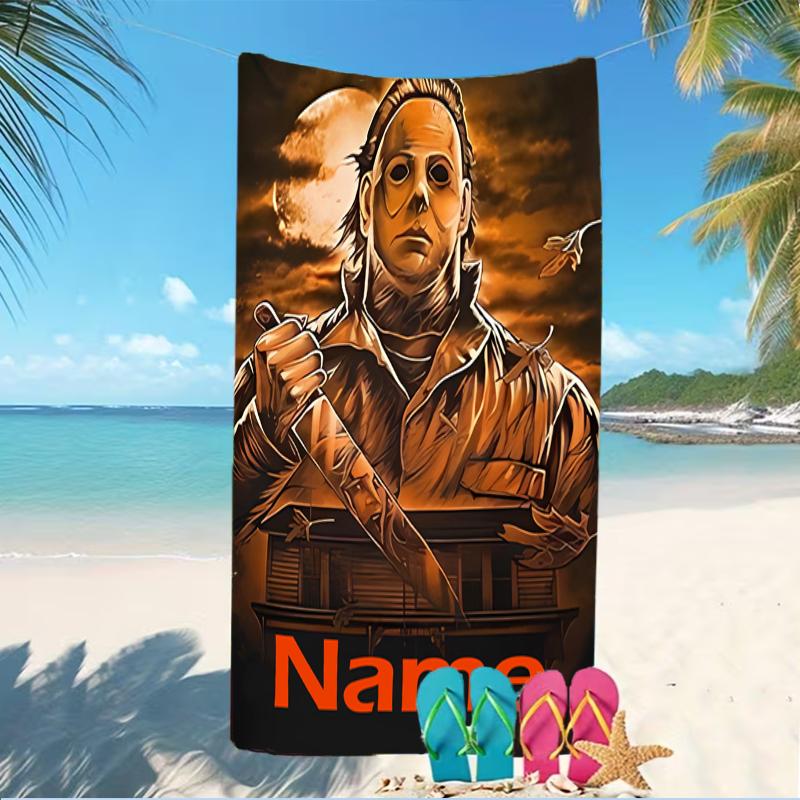 Customizable personalized beach towels Michael Myers themed designs.Suitable for the beach, yoga, sports;ideal as beach accessories