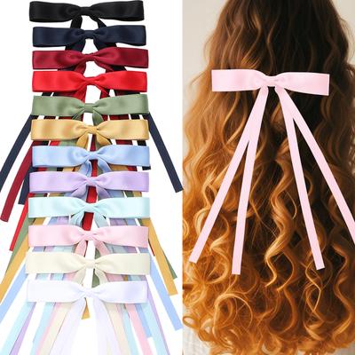 2pcs  New Cute Ribbon Bow Headband Long Tassel Hair Clip Women's Hair Accessories Girls Party Headwear Side Clips
