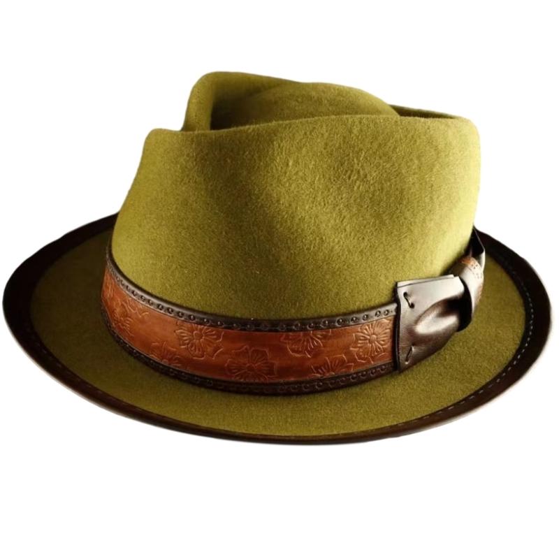 Vintage Fedora Boater Hat Top Hat Victorian Age Wool Short Brim Top Hat Old-fashioned Magician Hat for Ladies