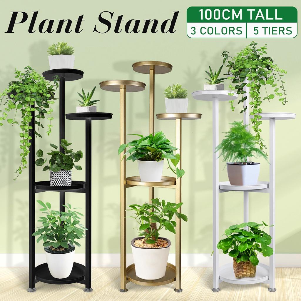 White/Black/Gold 5 Layer Outdoor Indoor Balcony Ladder Pot Plant Rack Flower Pot Plant Stand Plant Garden Rack Steel Shelf