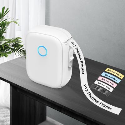 Portable Mini Printer Thermal Printer Adhesive Sticker Labeling Machine P12 Label Maker or 1PK Continues Label Tape