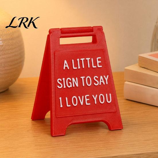 Raised Letter Decoration 3D Printed Love Sign, Romantic I You Desk Decor, Gift Idea Mini Stand for Valentine's Day Wedding, Anniversary Her