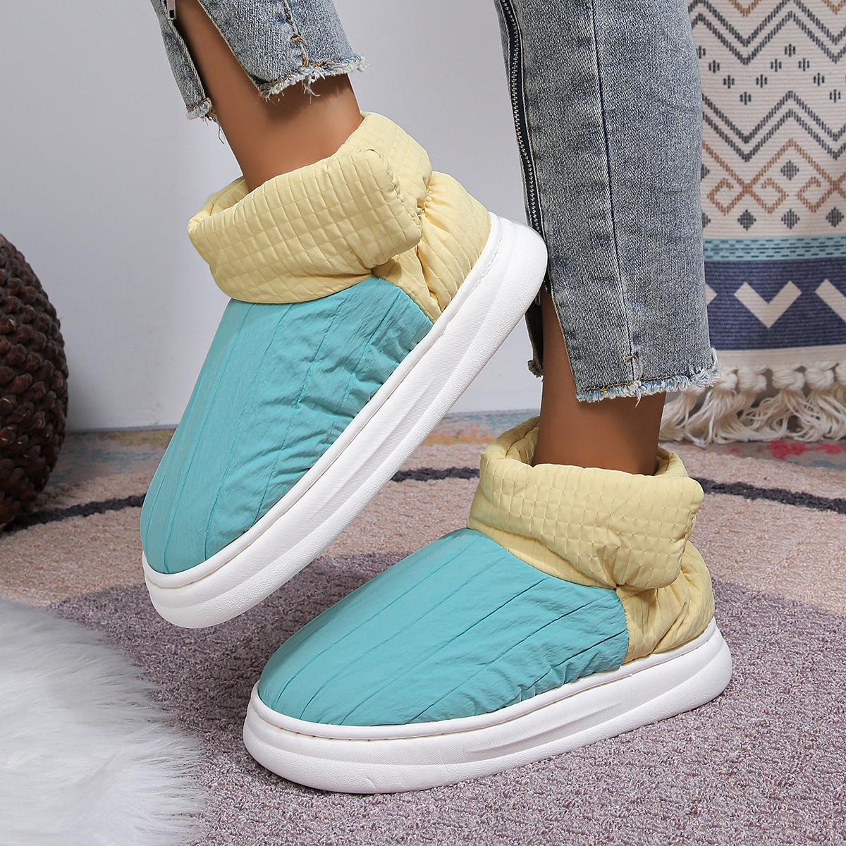 Осенне-зимние женские хлопковые туфли с бархатом для тепла, на липучке, с высокой теплой пряжкой, домашние туфли 36-41 36 синий