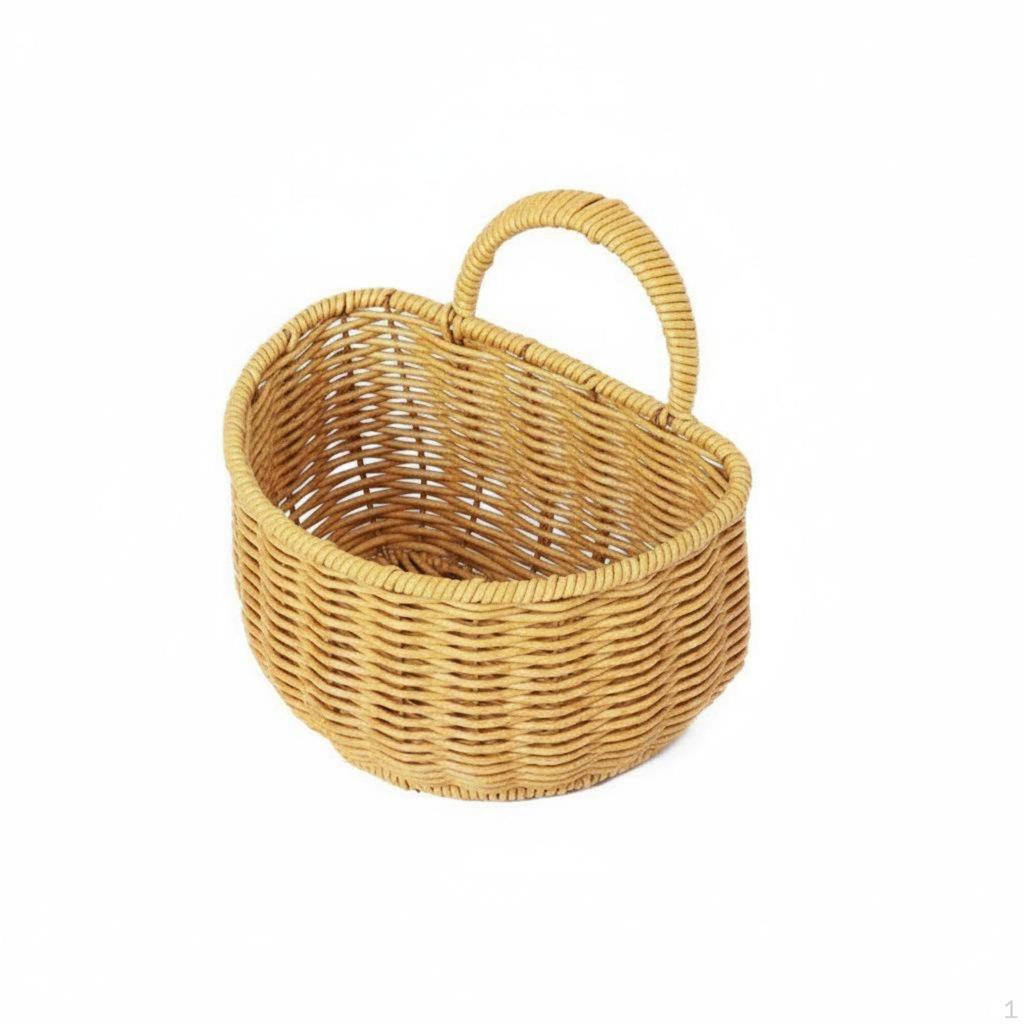 Wall Mounted Storage Basket Sturdy Imitation Rattan Organizer Kitchen