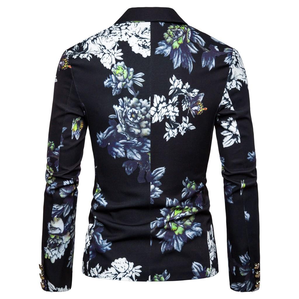 Men's Stylish Casual Print  Business Wedding Party Outwear Coat Suit Tops