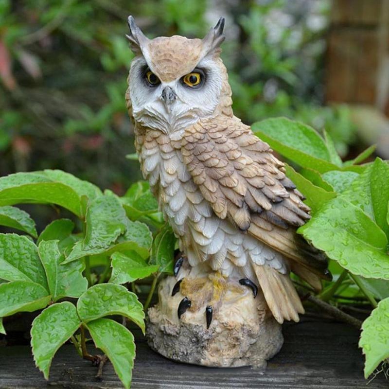 1 resin animal handicraft, owl succulent bird-proof garden ornament, black 1