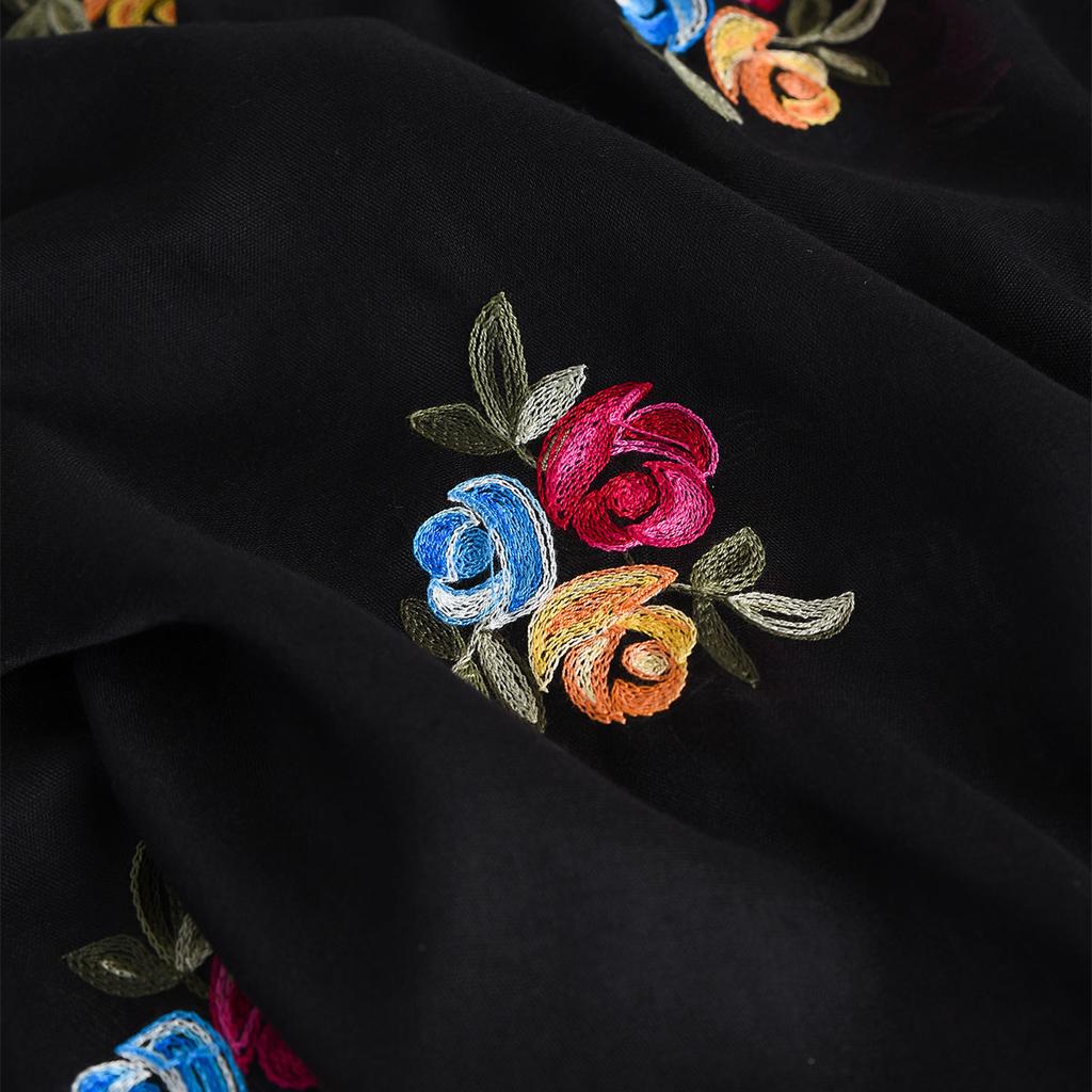 Spring Summer New Lightweight Breathable Cotton Linen Embroidery Scarf Ethnic Style Fashionable Soft Women'S Sunscreen Scarf