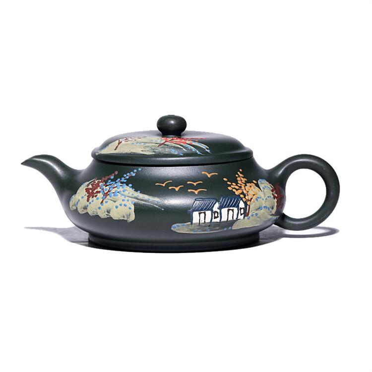 

170 мл креативные чайники из фиолетовой глины Исин, ручная роспись по глиняному горшку, чайник из сырой руды, зеленый глиняный чайник с фильтром, чайный набор «Цзыша» для чая